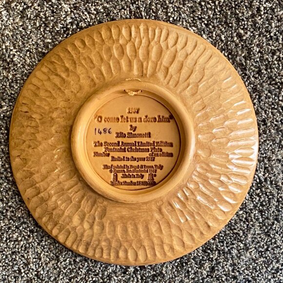 Vtg 1987 Fontanini Christmas Plate O Come Let Us Adore Him Elio Simonetti 9" 3D - Picture 6 of 8